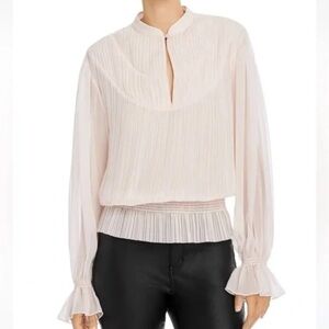 Joie Women’s Light Pink Blush Long Bell Sleeve Ruched Blouse size small